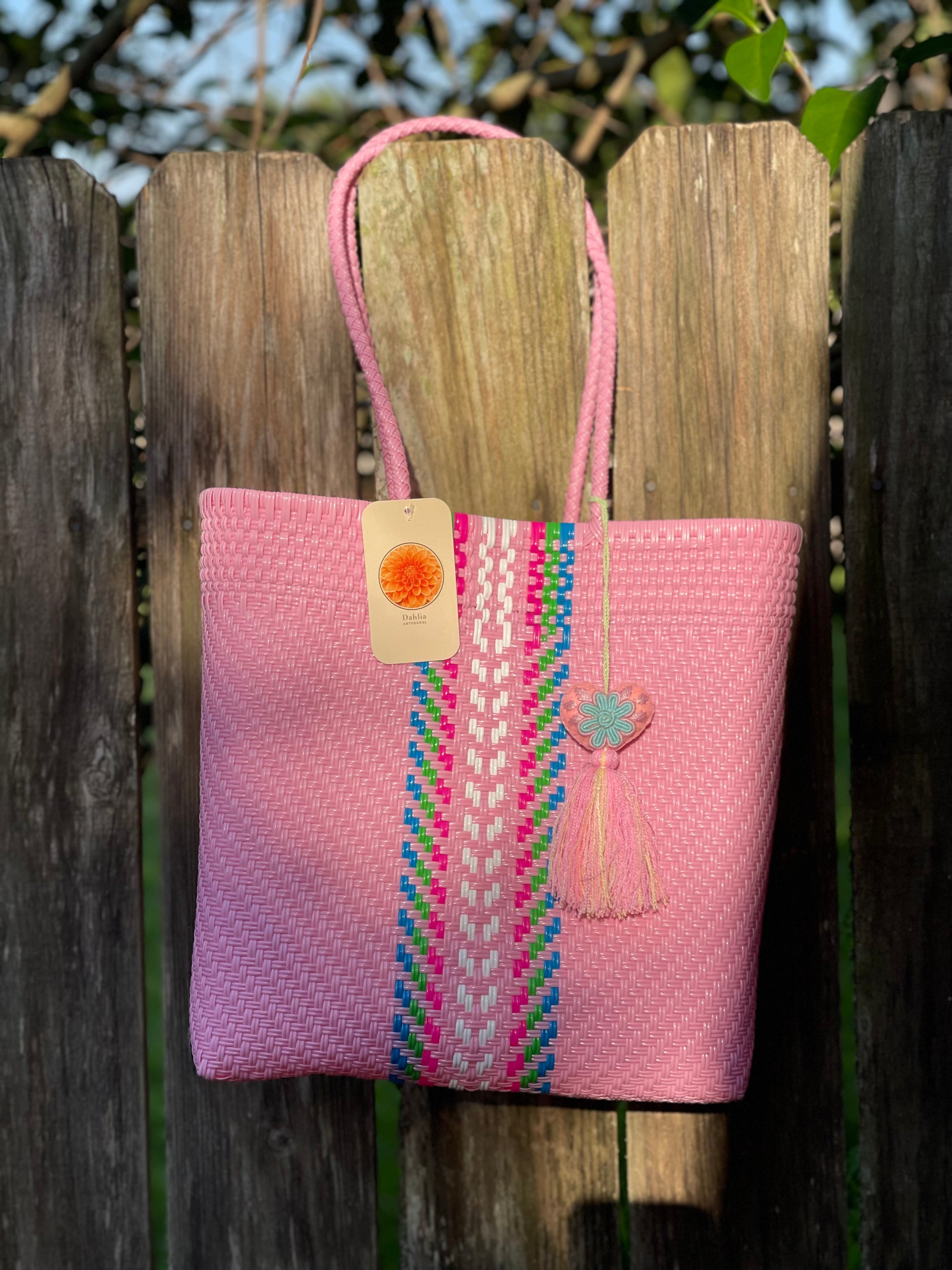 ROJO Y BLANCO TIERRA - BOLSO TOTE GRANDE