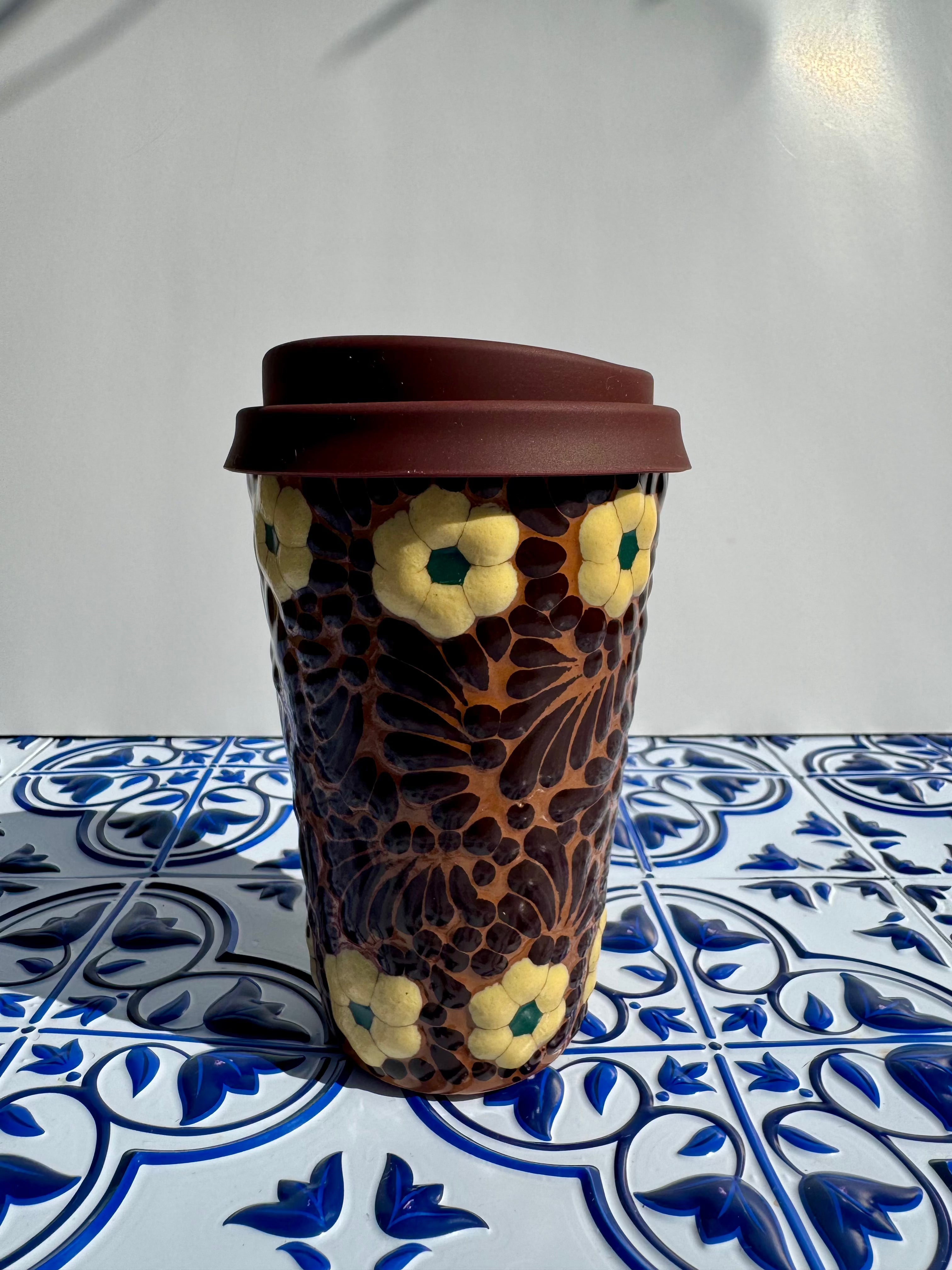 TAZA TALAVERA - CHOCO FLORES