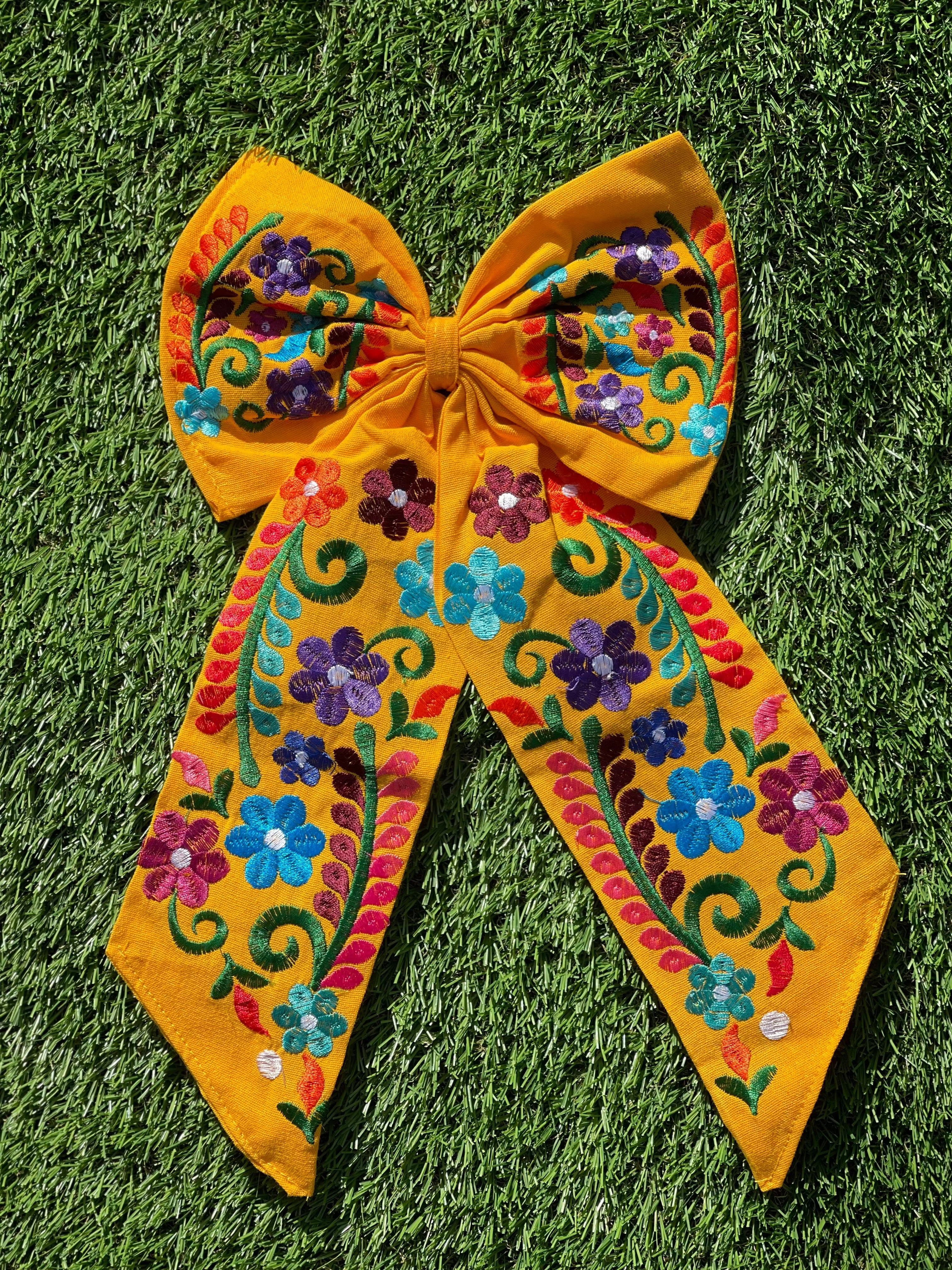 EMBROIDERED COQUETTE HAIR BOWS - LARGE