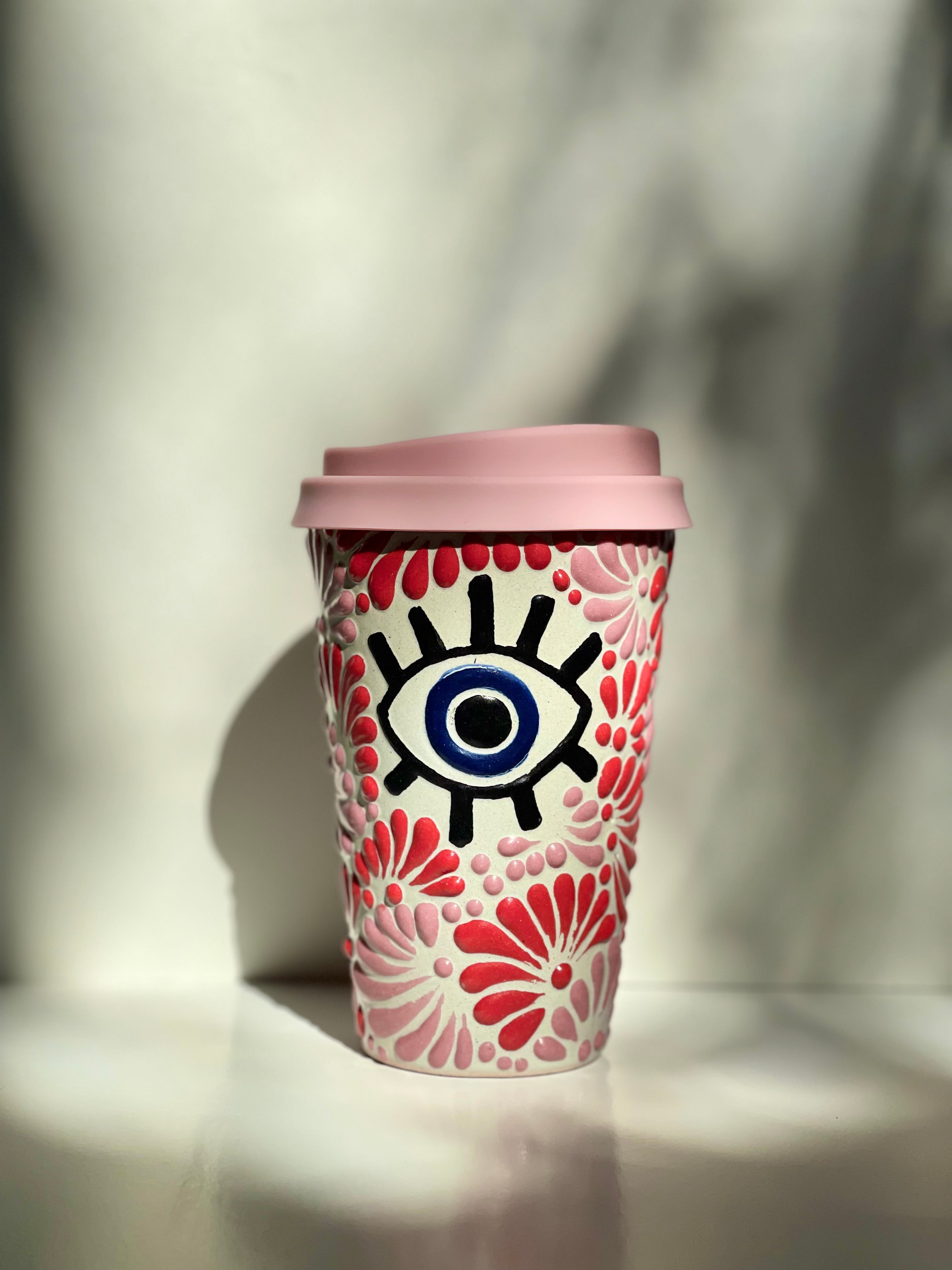 TAZA DE CAFE 🧿 MAL DE OJO - RED AND PINK