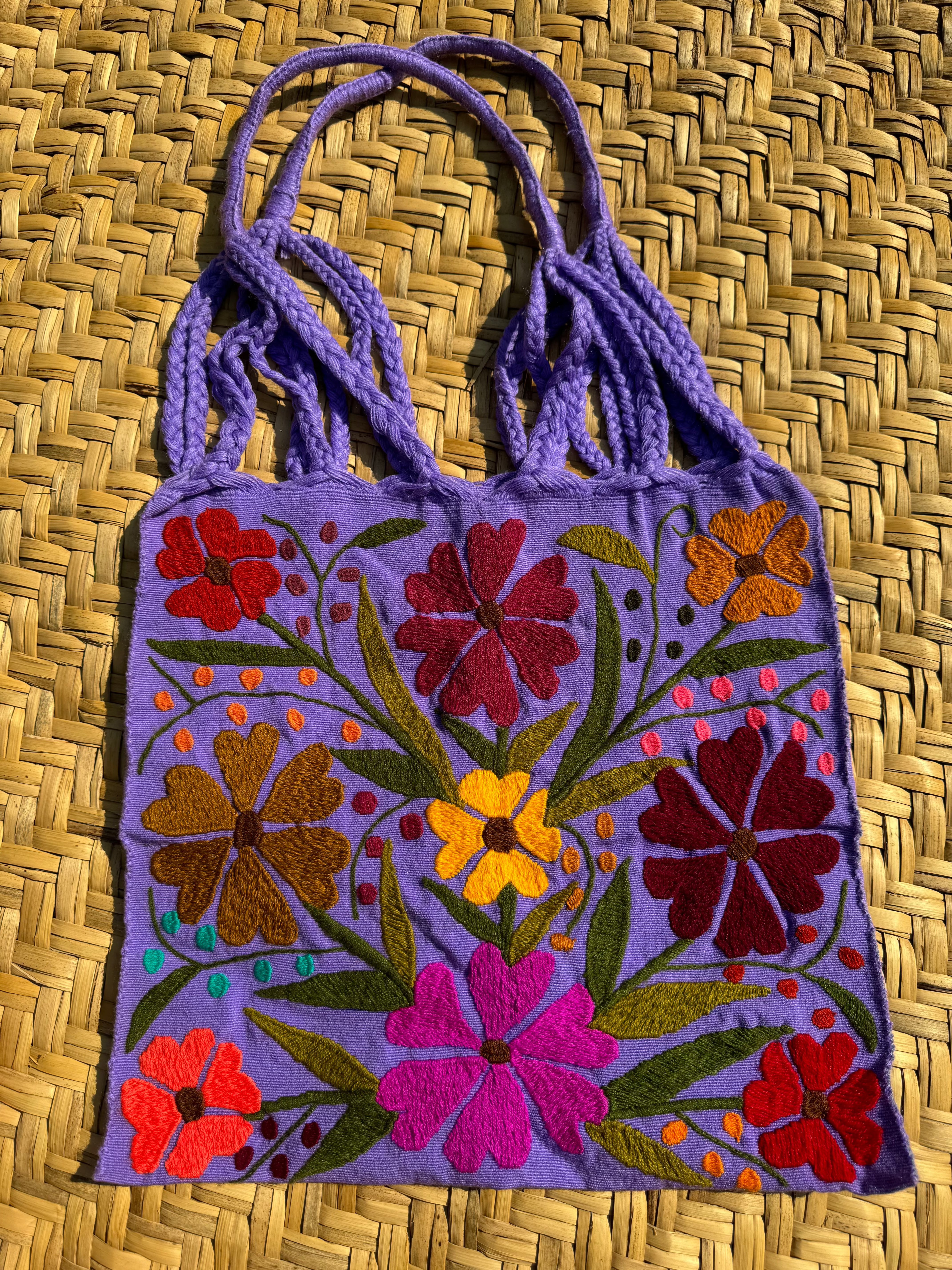 FLOWER EMBROIDERED TOTE BAG