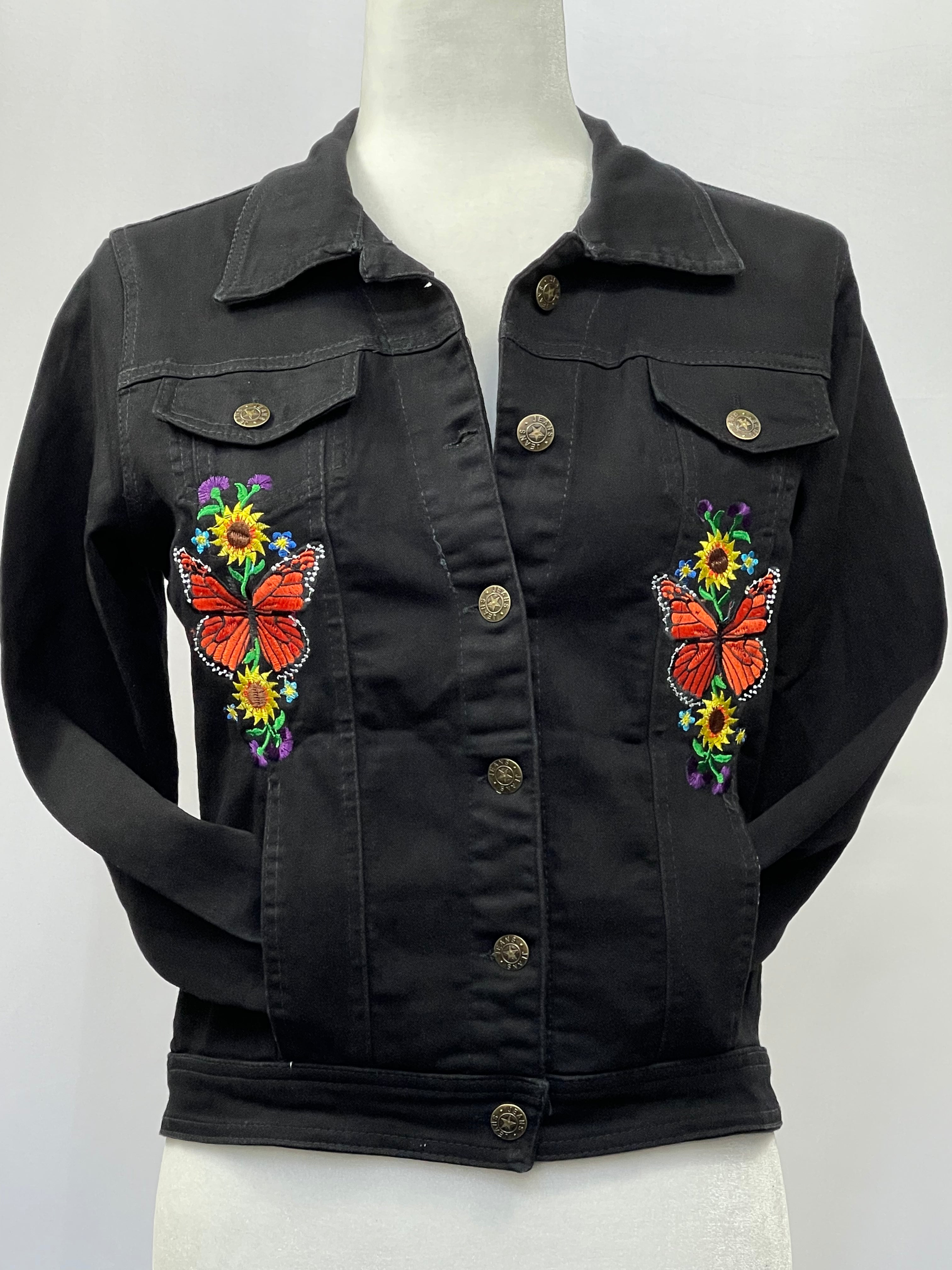 BUTTERFLY BLACK JEAN JACKET