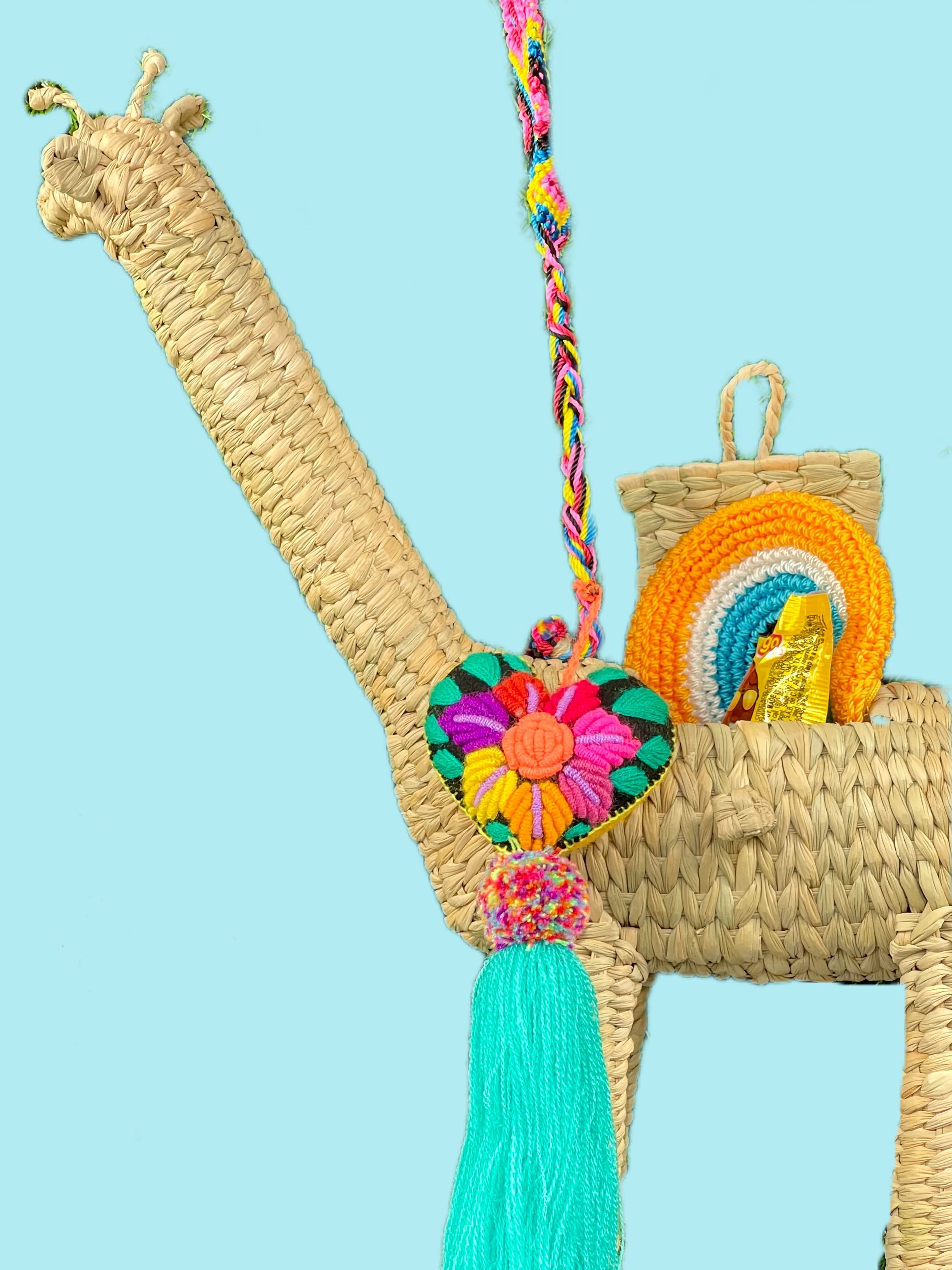 BOLSA DE PALMA CORREAS Y BORLA - JIRAFA