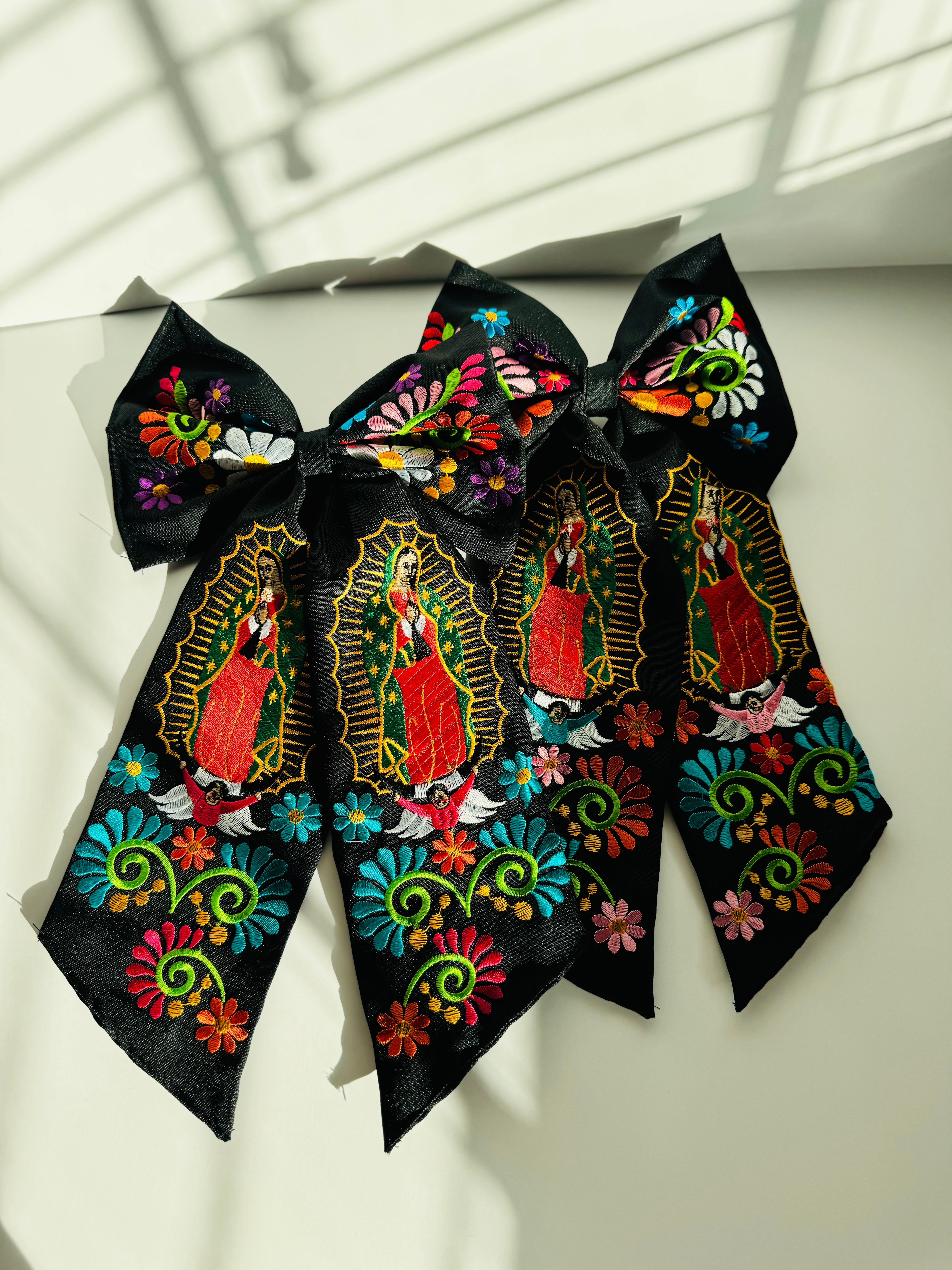 VIRGENCITA EMBROIDERED HAIR BOWS - LARGE