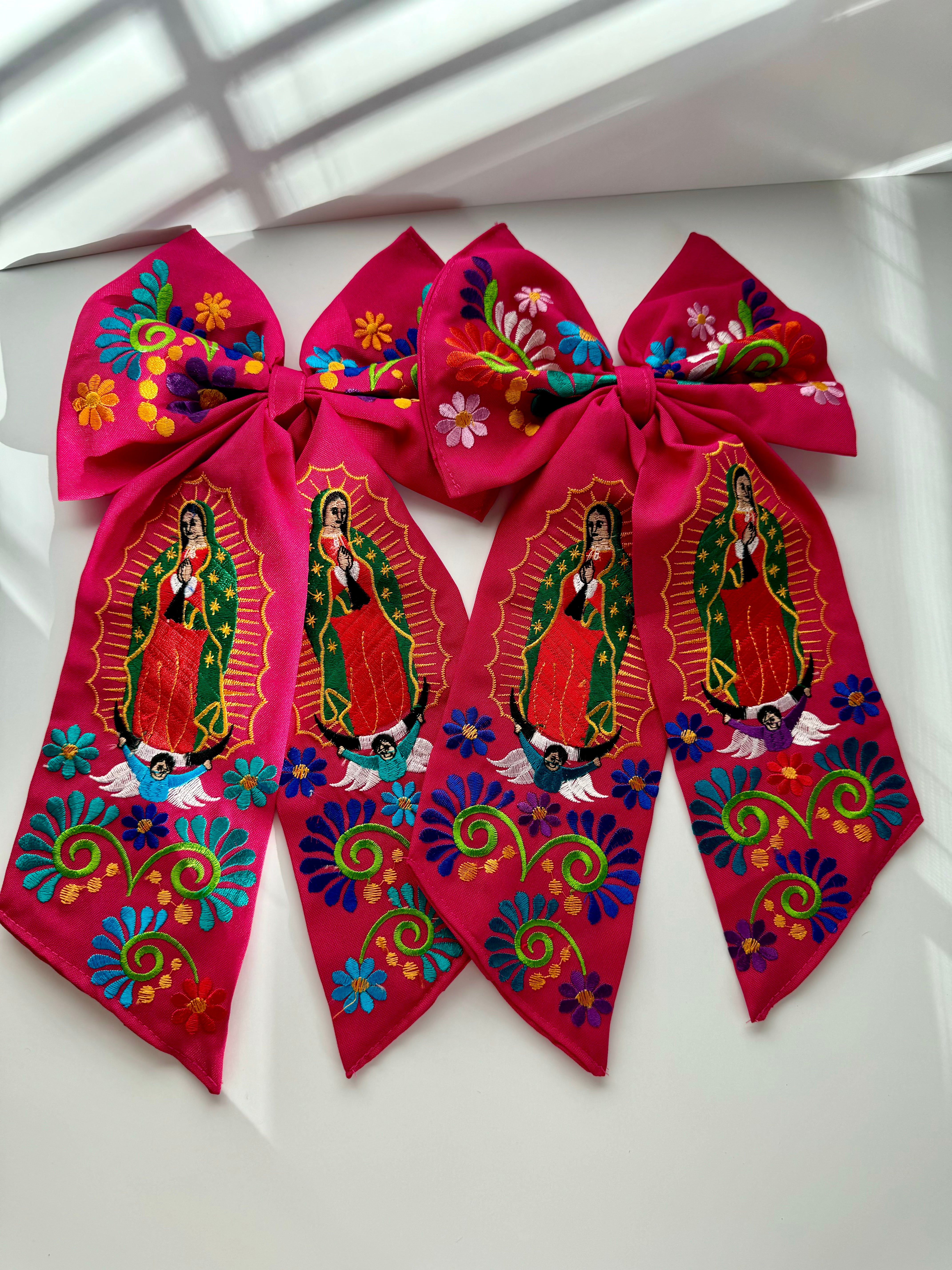 VIRGENCITA EMBROIDERED HAIR BOWS - LARGE