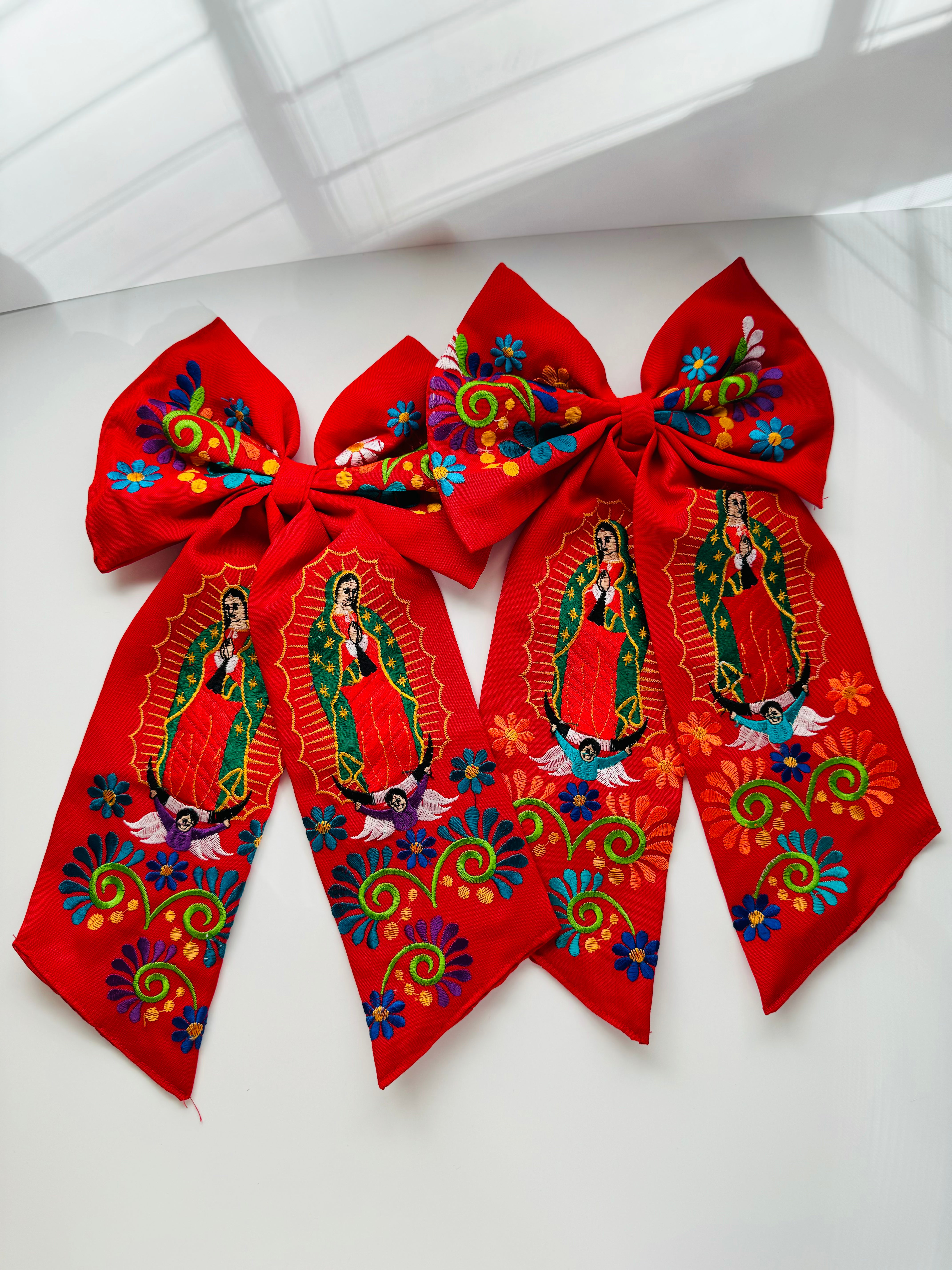 VIRGENCITA EMBROIDERED HAIR BOWS - LARGE