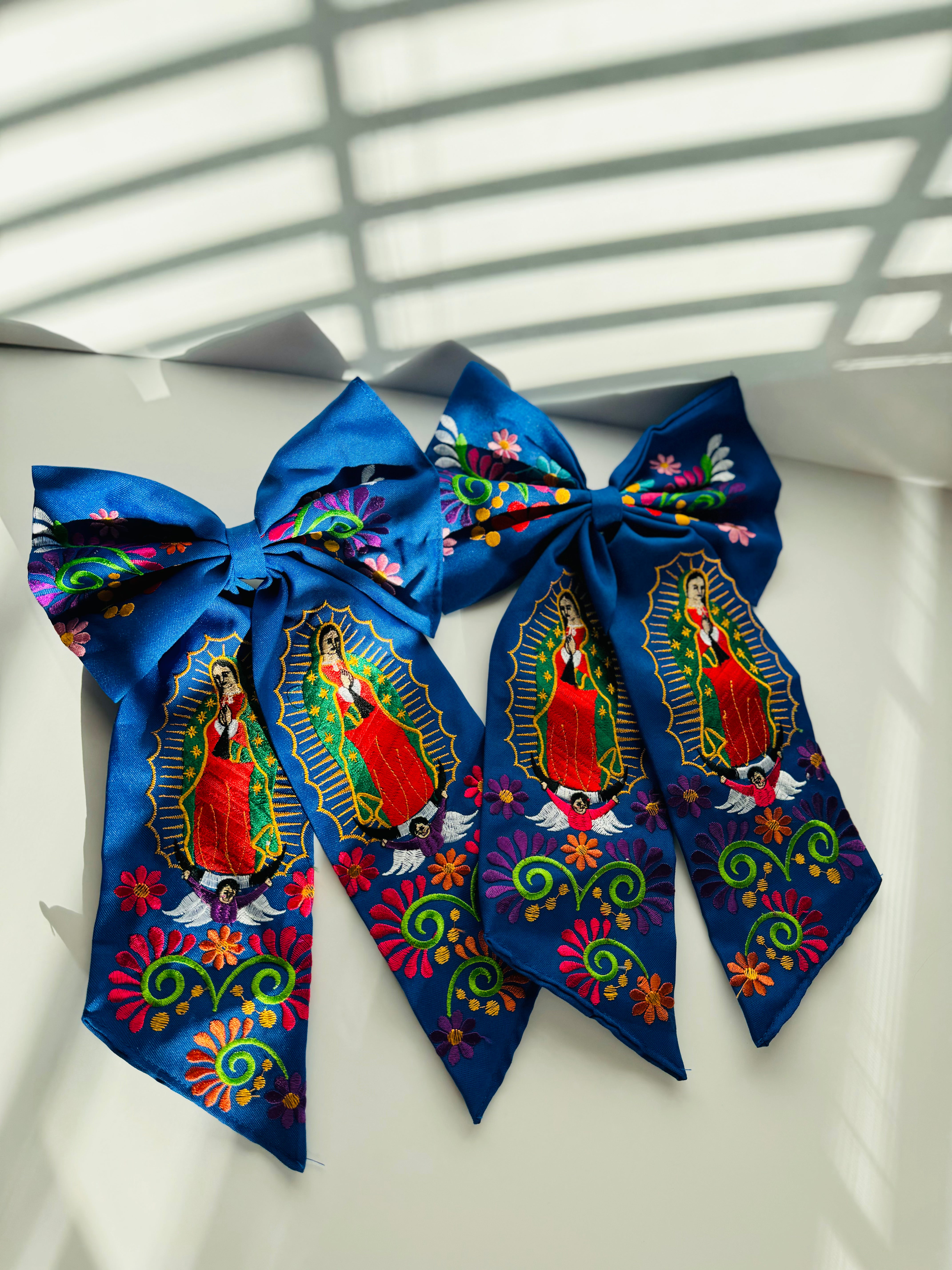 VIRGENCITA EMBROIDERED HAIR BOWS - LARGE