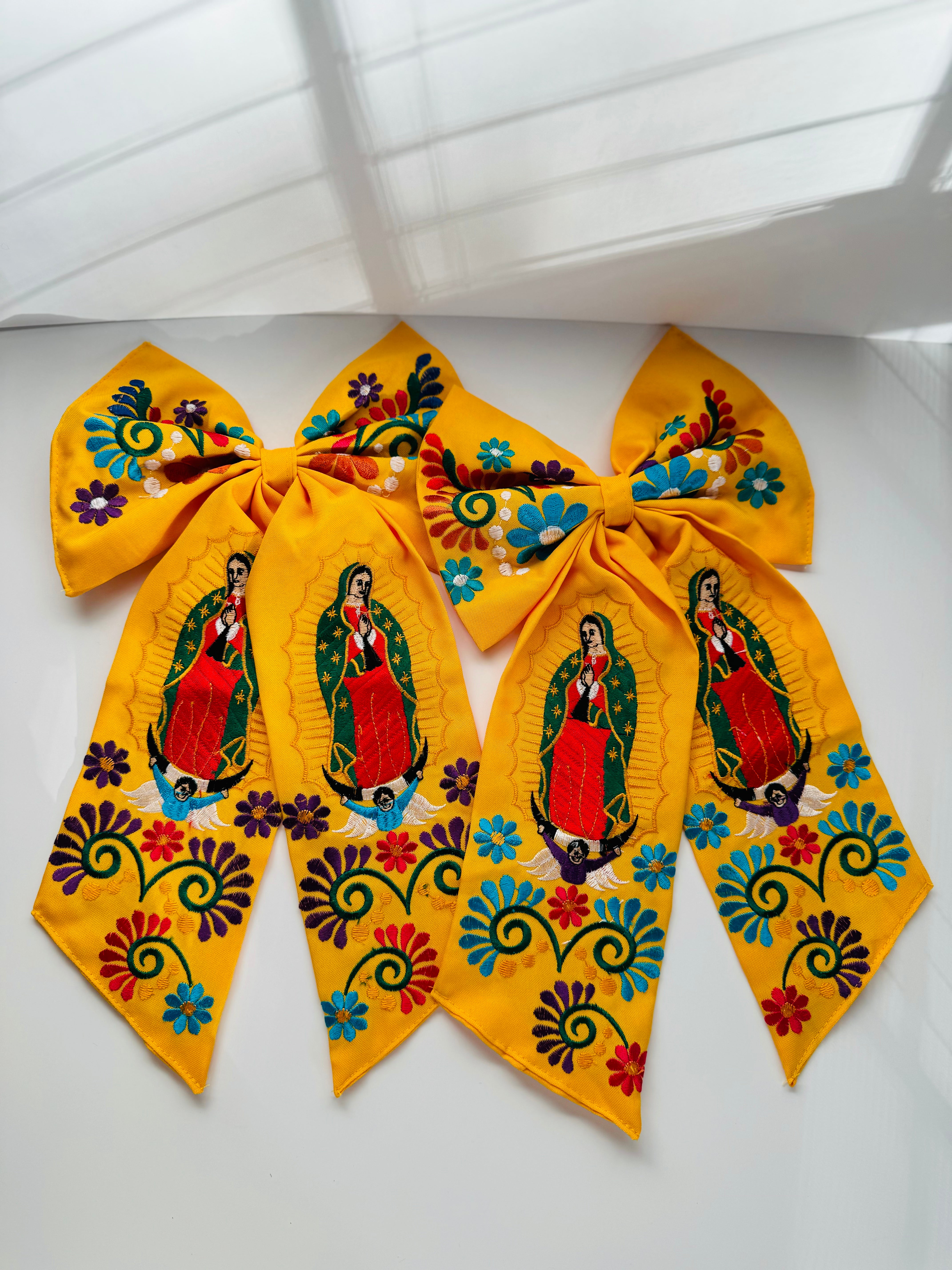 VIRGENCITA EMBROIDERED HAIR BOWS - LARGE