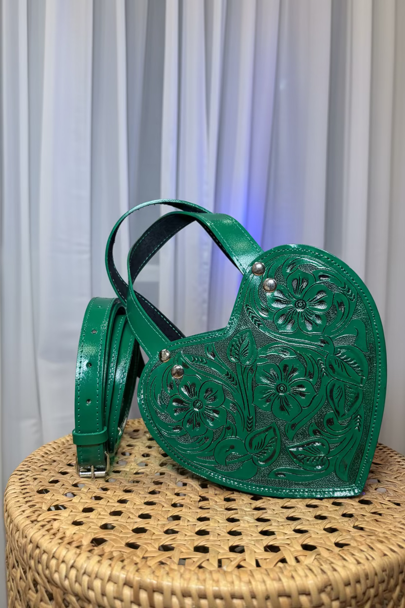 VERDE MEXICANA - CORAZON HANDBAG